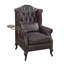 Fauteuil d'appoint en cuir fleur brun rétro Pino avec 1 coussin décoratif