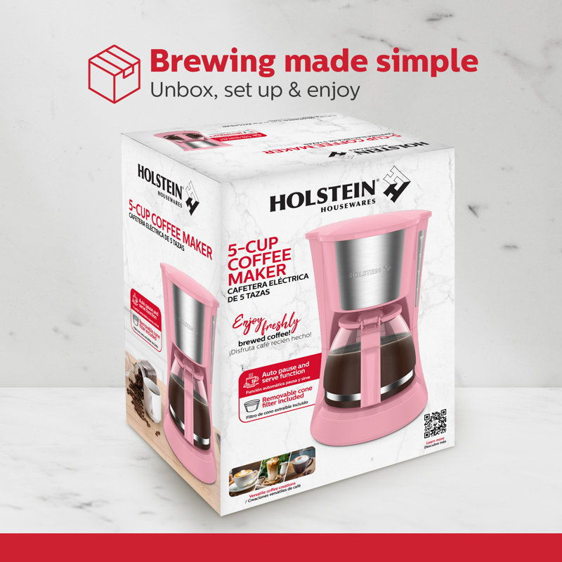 Cafetière 5 tasses Holstein Housewares, Rose