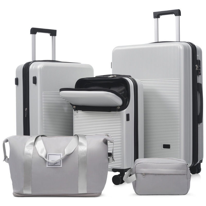 Ensemble de 5 valises à demi-ouverture, Silver