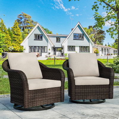 Swivel Patio Chairs With Cushions (Set of 2)