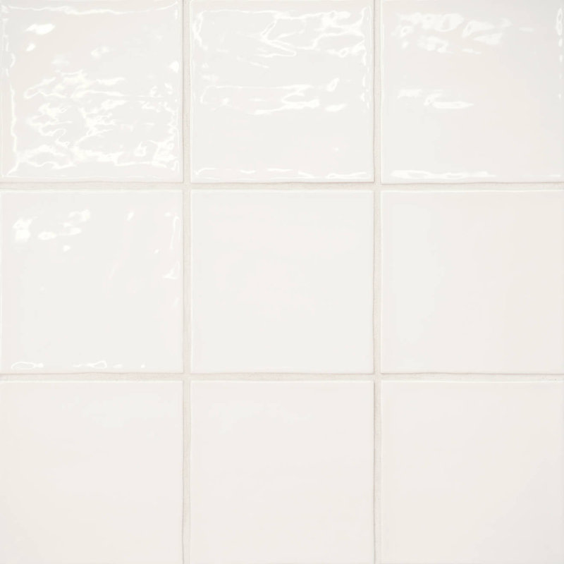 Carreau de céramique blanche perle 4 "x 4" Marin, Blanc perle