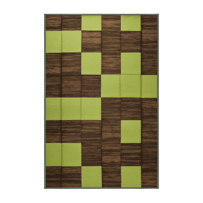 Tapis vert à carreaux lavable à la machine, Rectangle 7 pi x 10 pi