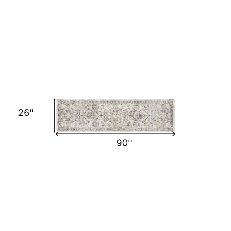 Tapis ivoire Crumpton, Tapis de couloir 2 pi 2 po x 7 pi 6 po