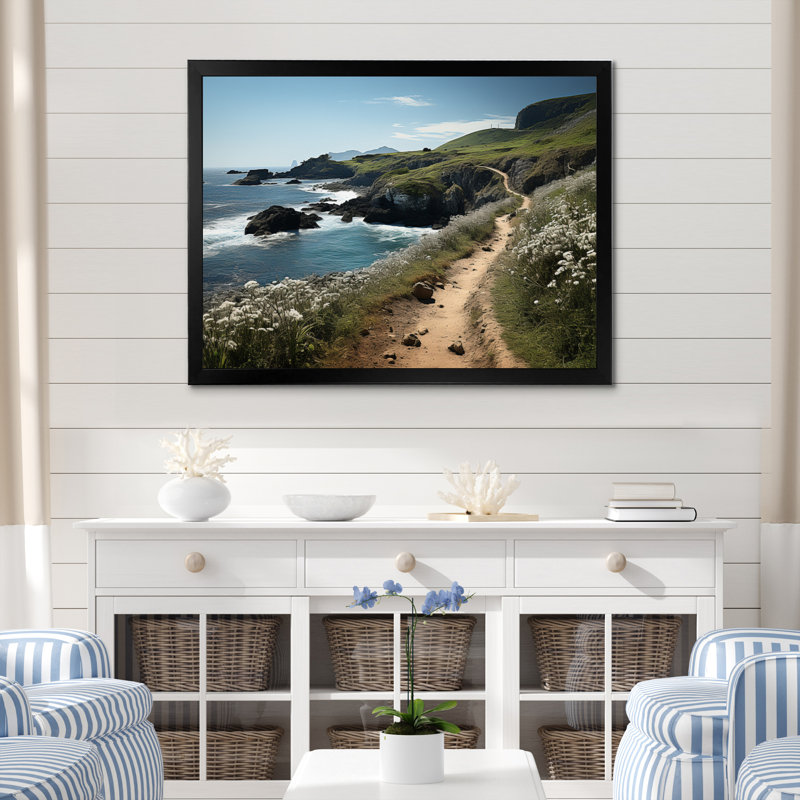 " Coastal Path III ", Natural Floater Framed, 34" H x 44" W x 1.5" D