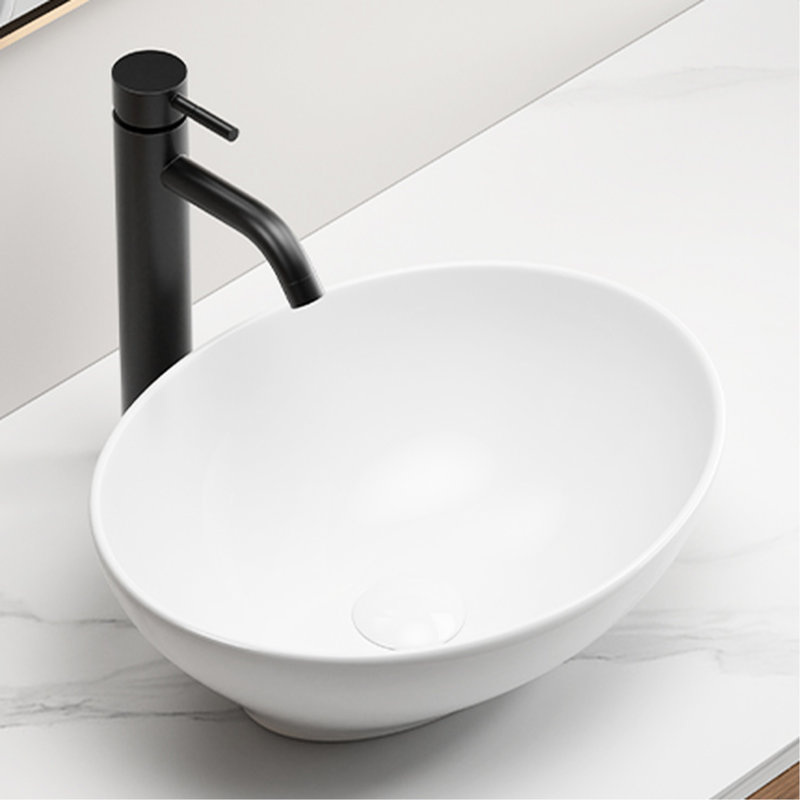 16" X 13" 5.5" White Oval Bathroom Vessel Sink - Simple Design, Build, Quick Installation Countertop Ceramic, Elegant Appearance, Hassle