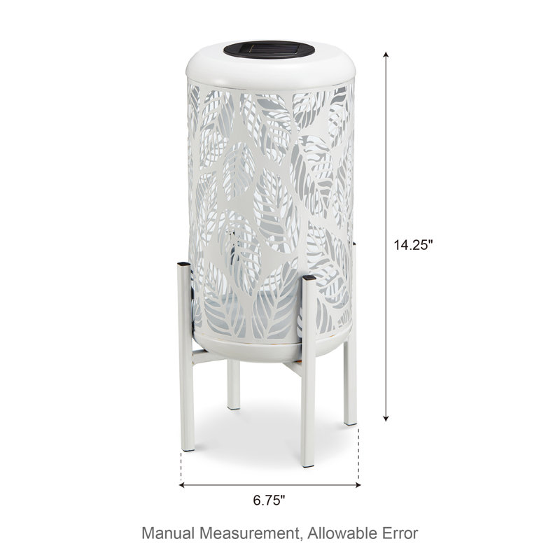 White Metal Cylinder Boho-Chic Solar Powered LED Lantern Set