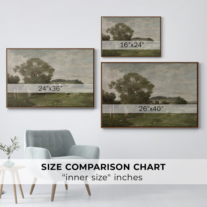 Paysage rétro - CDLXIX, H 41 po x l 27 po x P 1,5 po, Toile encadrée noyer flottant