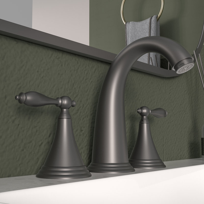 Widespread 2-handle Bathroom Faucet with Drain Assembly, Matte Black