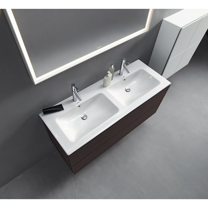Lavabo de salle de bain mural rectangulaire en céramique blanche avec trop-plein