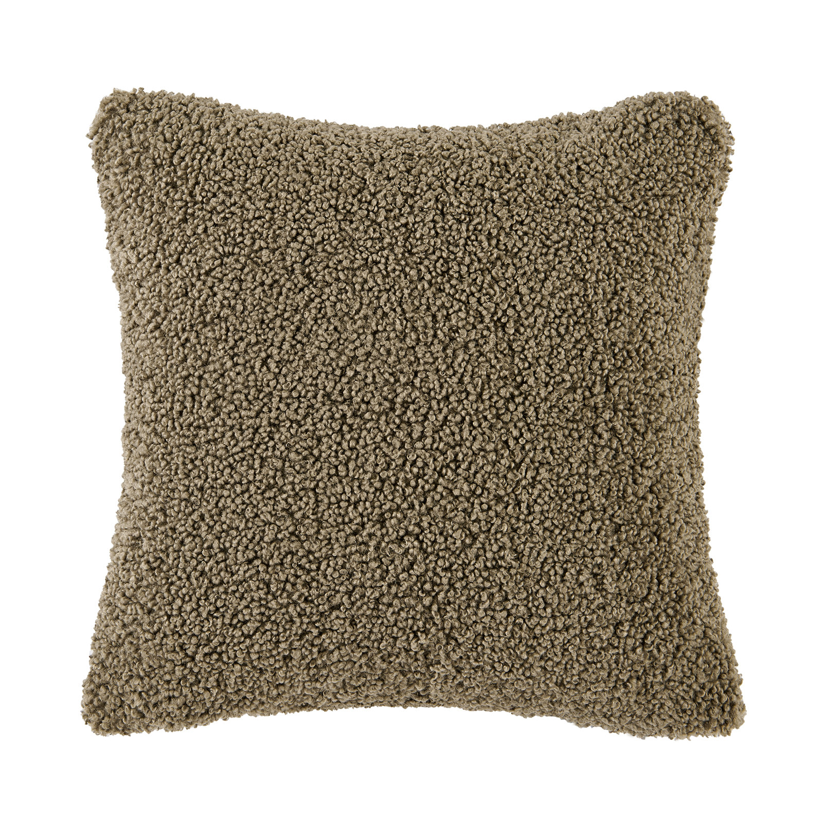Teddy Soft Plush Textured Boucle Cozy Fluffy Classic Chic Modern Rustic Decorative Pillow, Dark Oak, 18"H x 18"W