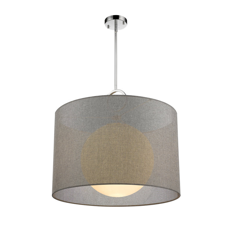 Luminaire suspendu cylindrique à 1 lumière Cayenne, Gris, H 22,75 po x l 24 po x P 24 po