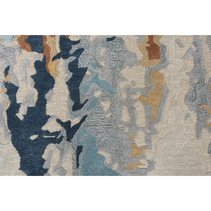 Starks Wool Abstract Indoor Rug, Rectangle 5' x 8'