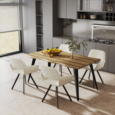 5-Piece Dining Set with Swivel Upholstered Chairs and Rectangular Table - 2 Colour Options for Kitchen Dining Room