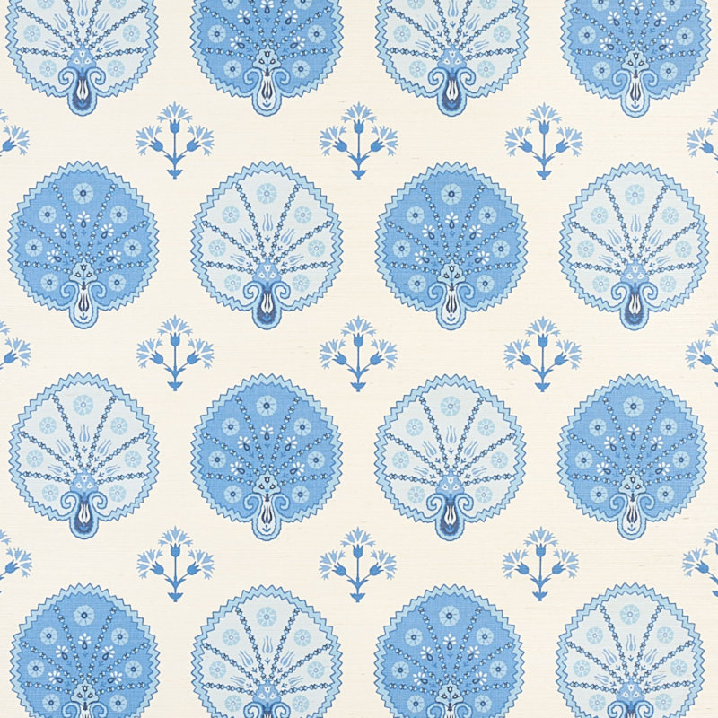Chamba Crown Sisal Wallpaper, Blue