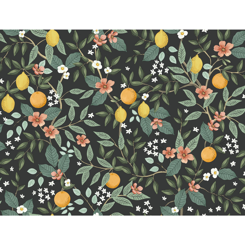 Citrus Grove Peel & Stick Wallpaper, Black