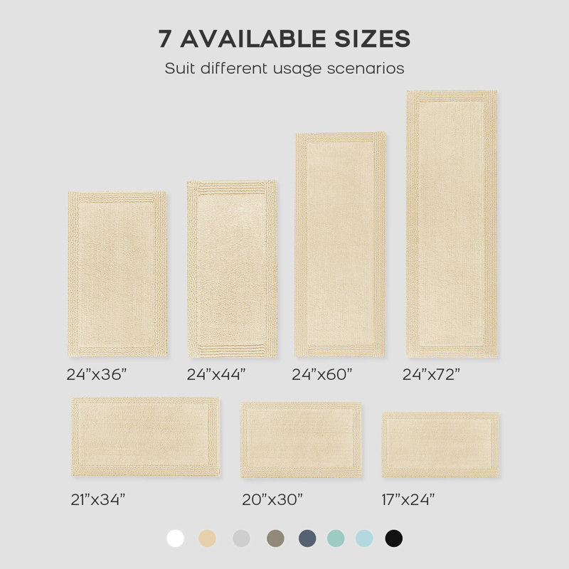 Splendor Natural 100% Cotton Tufted 3000 GSM Reversible 21x34'' Bath Rug, 21" W x 34" L, Natural