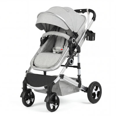 Convertible Baby Stroller, Folding High Landscape Infant Carriage, Adjustable Canopy, Diaper Bag, Anti-Shock