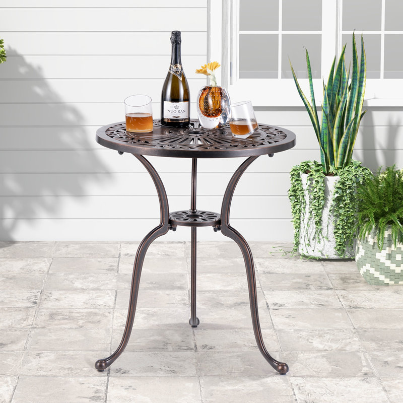 Hetrick Round Outdoor Bar Table Umbrella Hole , 24 " W 24 " D