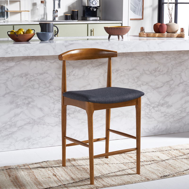 Tabouret de bar / de comptoir Hank, Noyer, Gris foncé, Tabouret de comptoir (siège d'une hauteur de 25,6