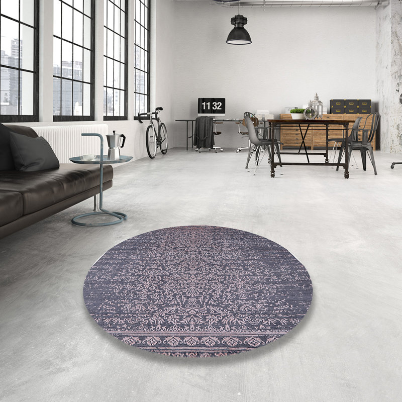 Tapis 10055 Mid-Century moderne lavable à la machine 10055, Rond 5 pi