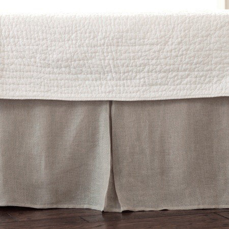 Voile Pleated Linen Bed Skirt, Beige, Twin