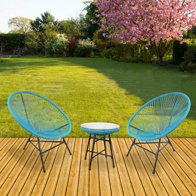 Carlson 2 Seater Outdoor Conversation Sets, Blue/Black, Black