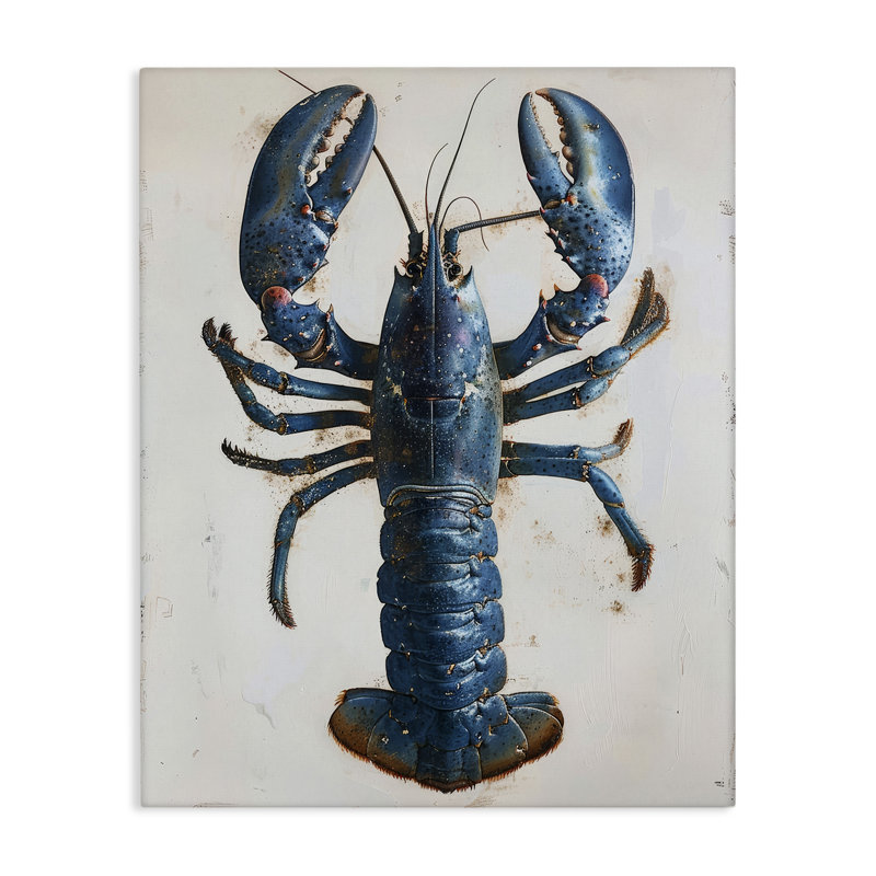 «Cyan Crustacean Lobster», art mural sur toile par Petal Prints Design, H 20 po x l 16 po
