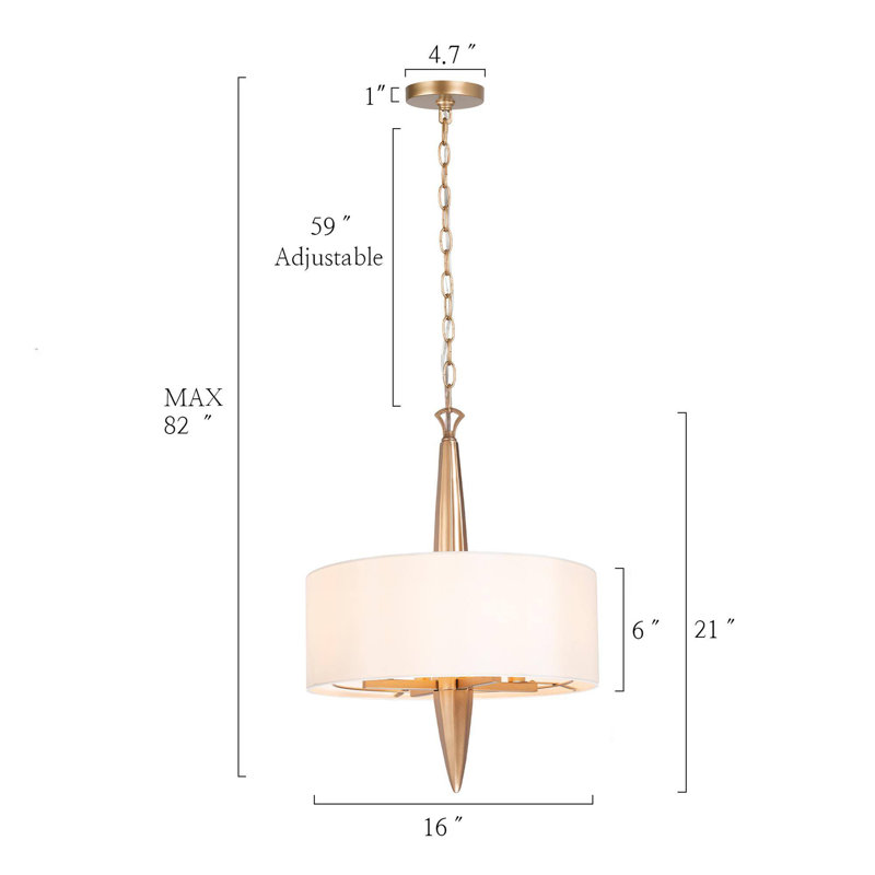 4-Light Drum Chandelier with Fabric Shade