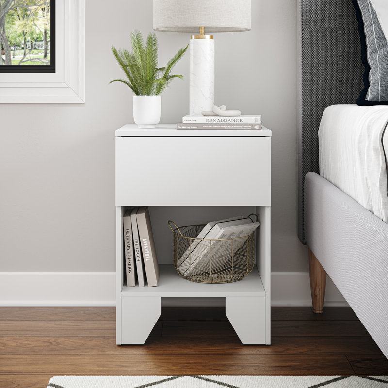 Boyd Sleep Anzio One Drawer Modern Nightstand, Anzio, White