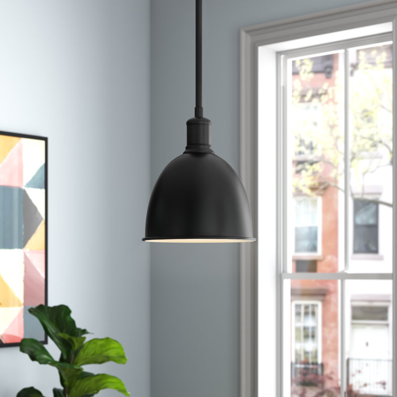Luminaire suspendu 1 lumière Waldon Sawyer, Noir mat, H 10 po x l 8,25 po