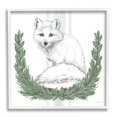 Ensemble de reproductions de giclée blanche à motif de renard arctique blanc rayé par Sara Baker