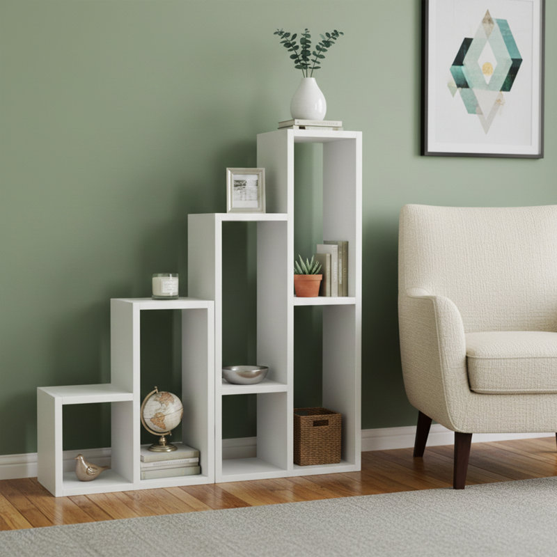 Geometric Step 4-Tier Open Bookcase