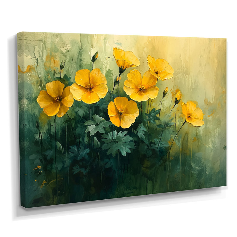 «Abstract Geraniums In Summer Serenity I - Geraniums», reproduction d'art encadrée, H 16 po x l 32 po, Toile tendue