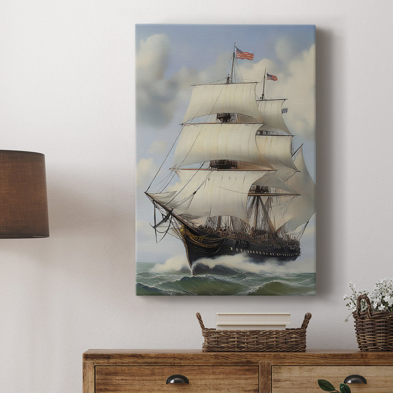 Série NAUTICAL LIX - Toile tendue avec châssis de qualité supérieure - Prêt à être accroché, H 48 po x l 32 po