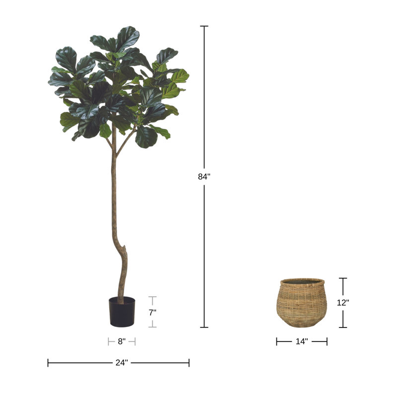 7' Fiddle Leaf Tree with Bamboo Planter