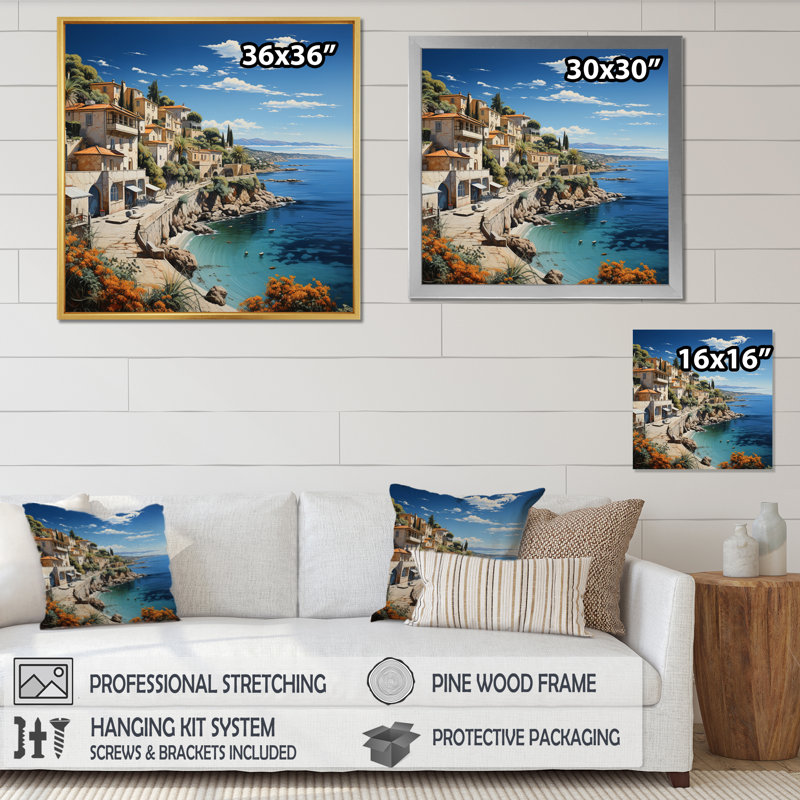 Bellechester, Espagne Azure Coastline Village II - impression, Toile tendue, H 24 po x l 24 po x P 1 po