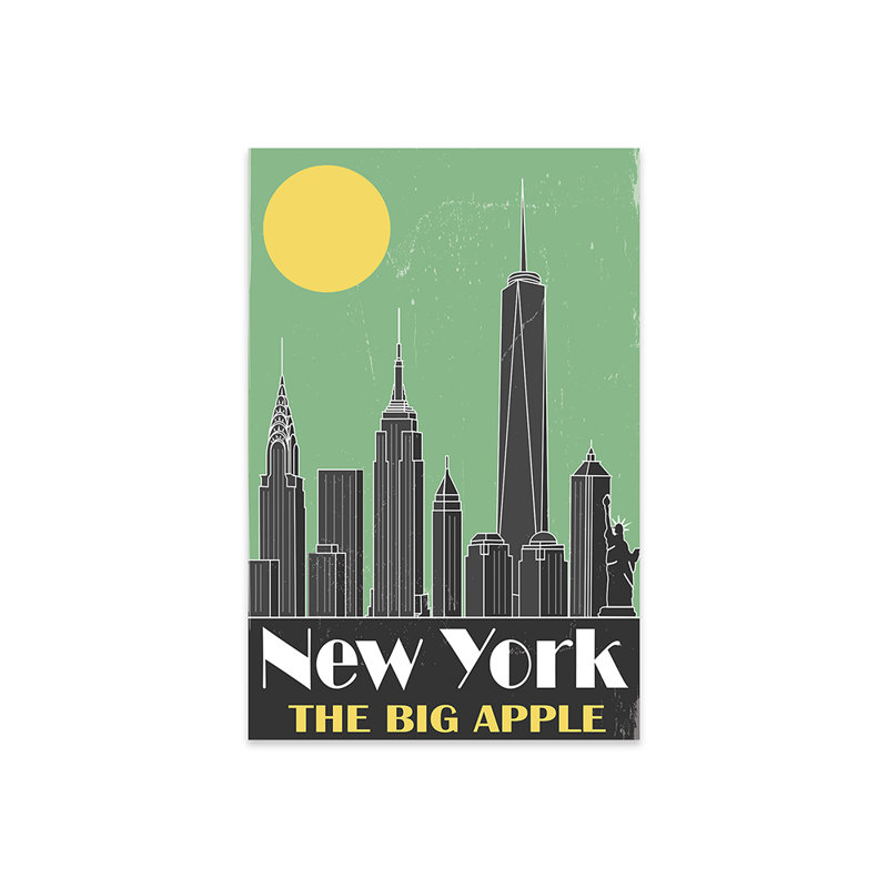 New York, vert par Fly, impression sans cadre, H 24 po x l 16 po x P 0,25 po