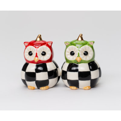 Salières et poivrières hibou à damier