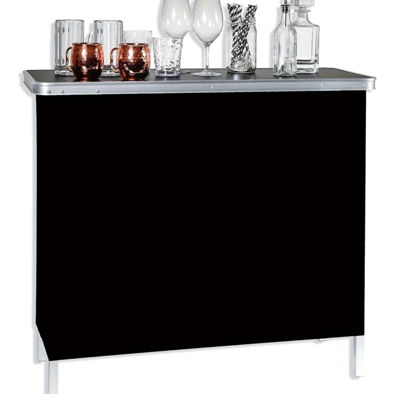 Table de bar portative multifonctionnelle avec poteaux en aluminium et compartiment de deuxième niveau pour les salons professionnels