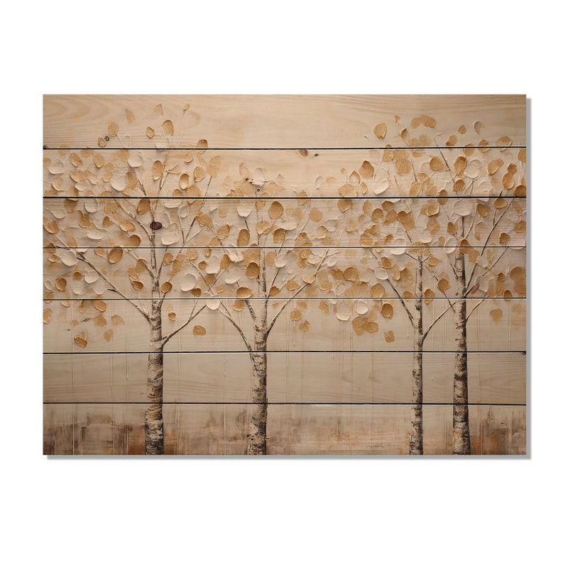 Harmonie d'arbres beiges - panneau de bois sur bois de pin naturel, H 10 po x l 20 po