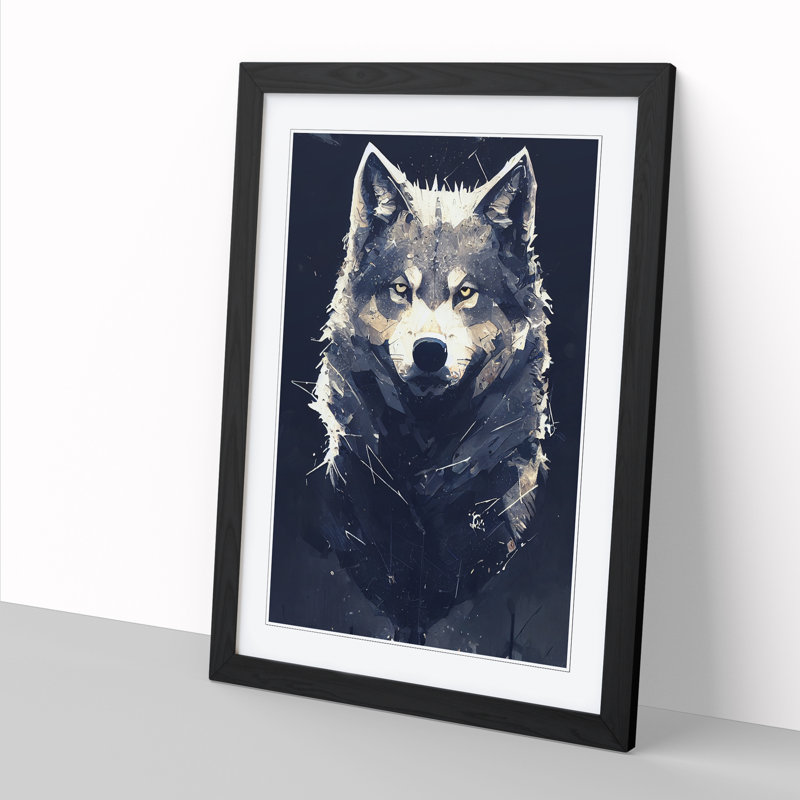 FRM-V0523-2917X Wolf Painting - Single Picture Frame Print, Black, 64cm H x 46cm W x 2cm D