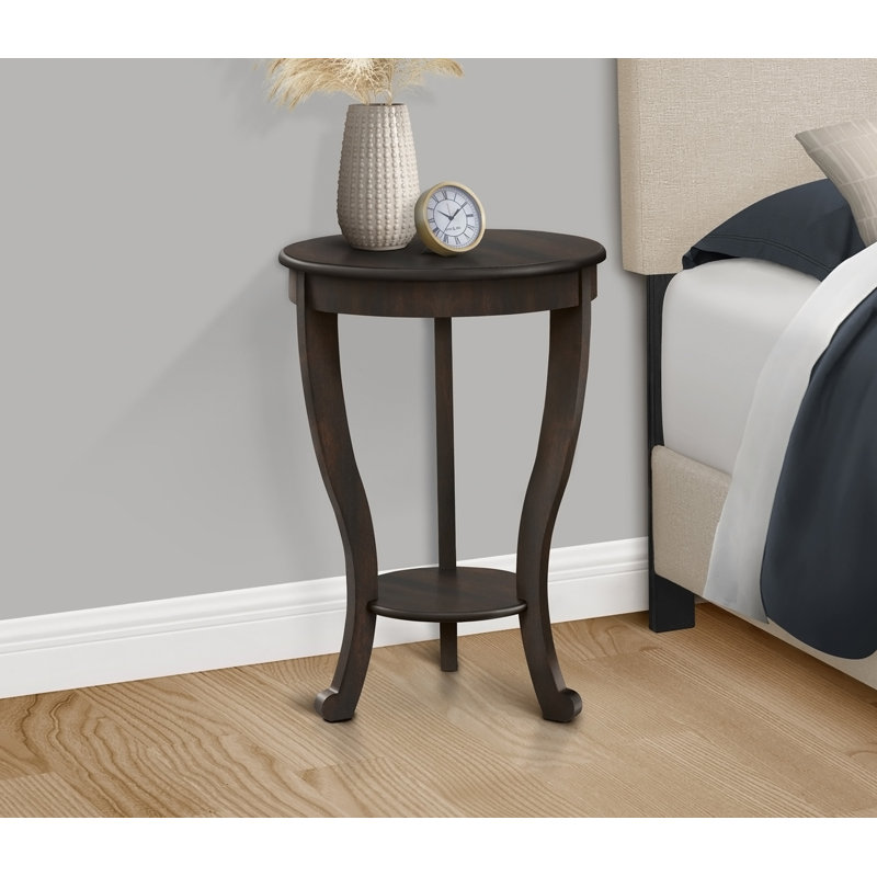 Table d'appoint, 2 niveaux, chambre à coucher, bout, lampe, table de chevet, ronde, table d'appoint, placage brun, traditionnel