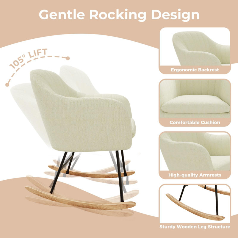 Solid Wood Rocking Chair, White