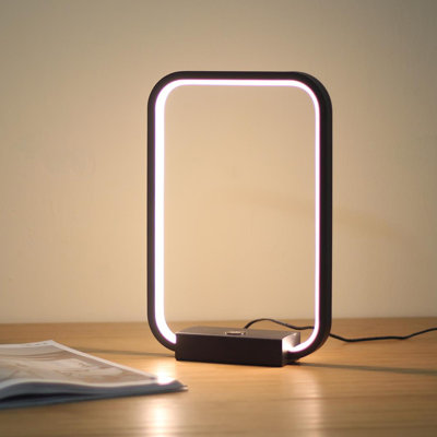 Modern Dimmable Led Bedside Lamp With Usb Port, Touch Control Rectangular Table Bedroom Lamp For Bedroom
