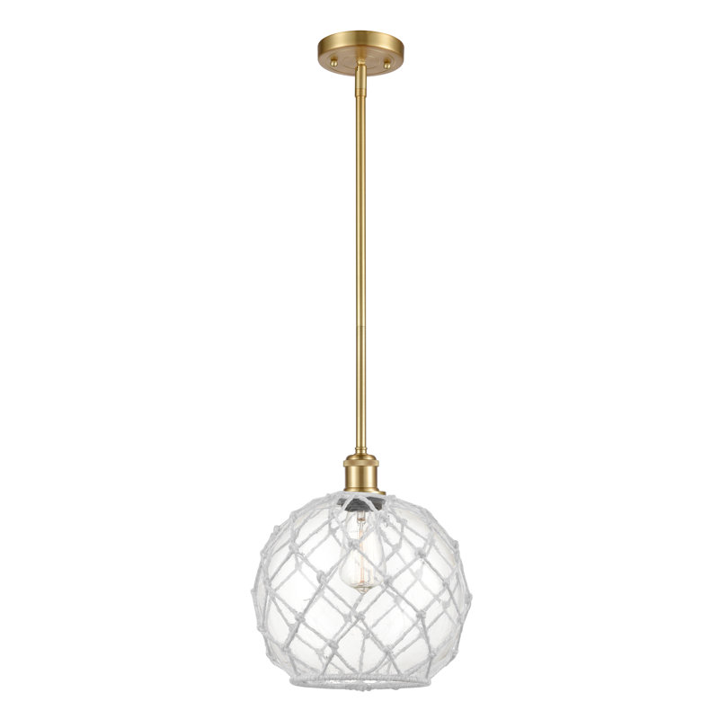 Luminaire suspendu sphère 1 lumière Tobey, Transparent/blanc, H 13 po x l 10 po x P 10 po, Cuivre antique