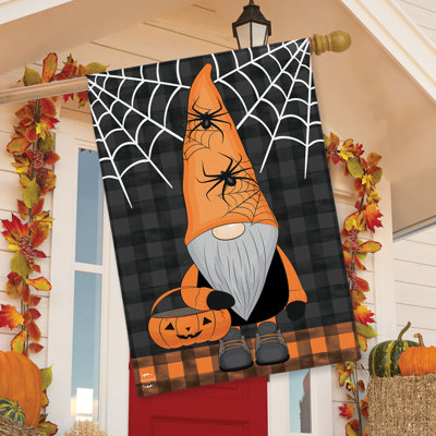 Trick Or Treat Gnome Burlap House Flag
