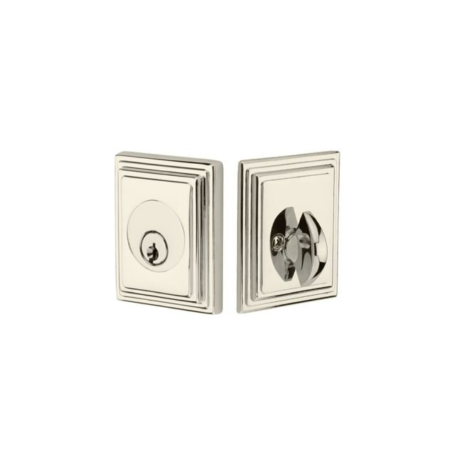 Wilshire Single Cylinder Deadbolt For 1-3/8" To 2-1/8" Door Unlacquered Brass Finish, Polished Nickel