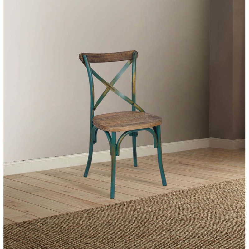Chaise d'appoint à dossier croisé Djavad, Turquoise antique