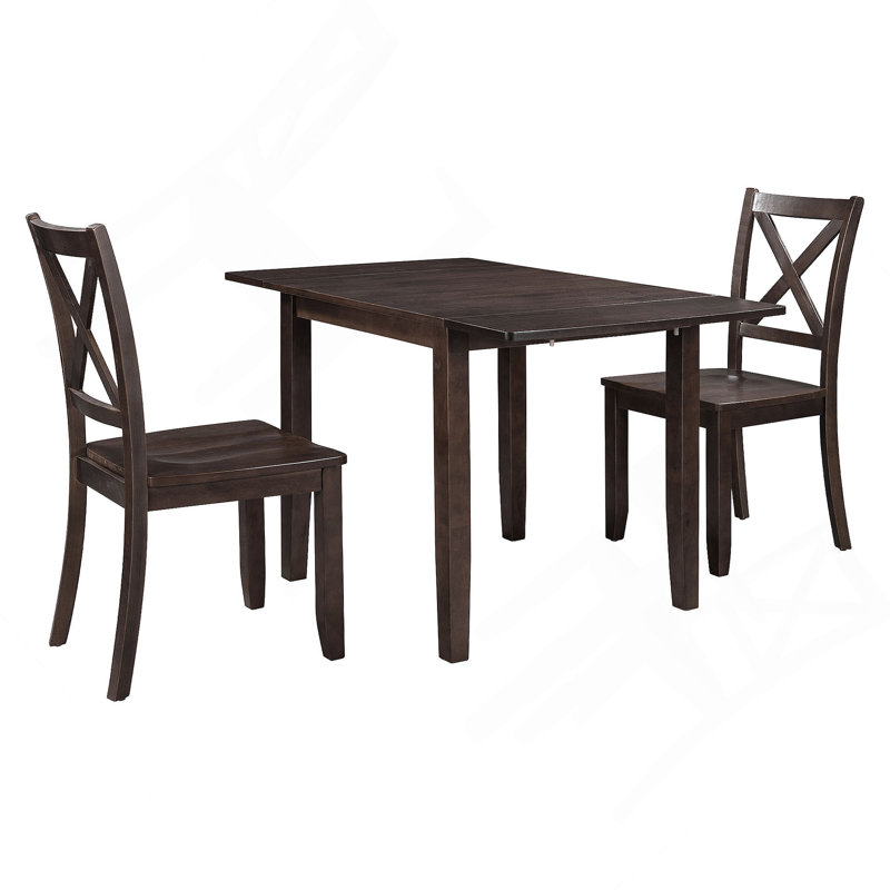 Ensemble de table de salle à manger 3 pièces avec 2 chaises à dossier en X pour petits espaces