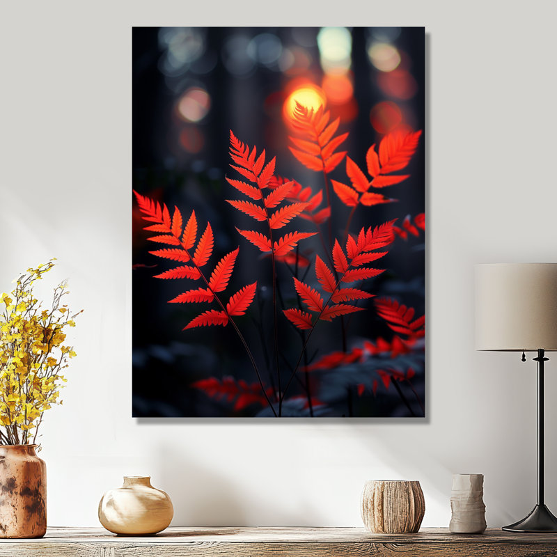 Décoration murale Fougères rouges et noires Glow F II - fougères, Métal métal, H 40 po x l 30 po x P 1,5 po